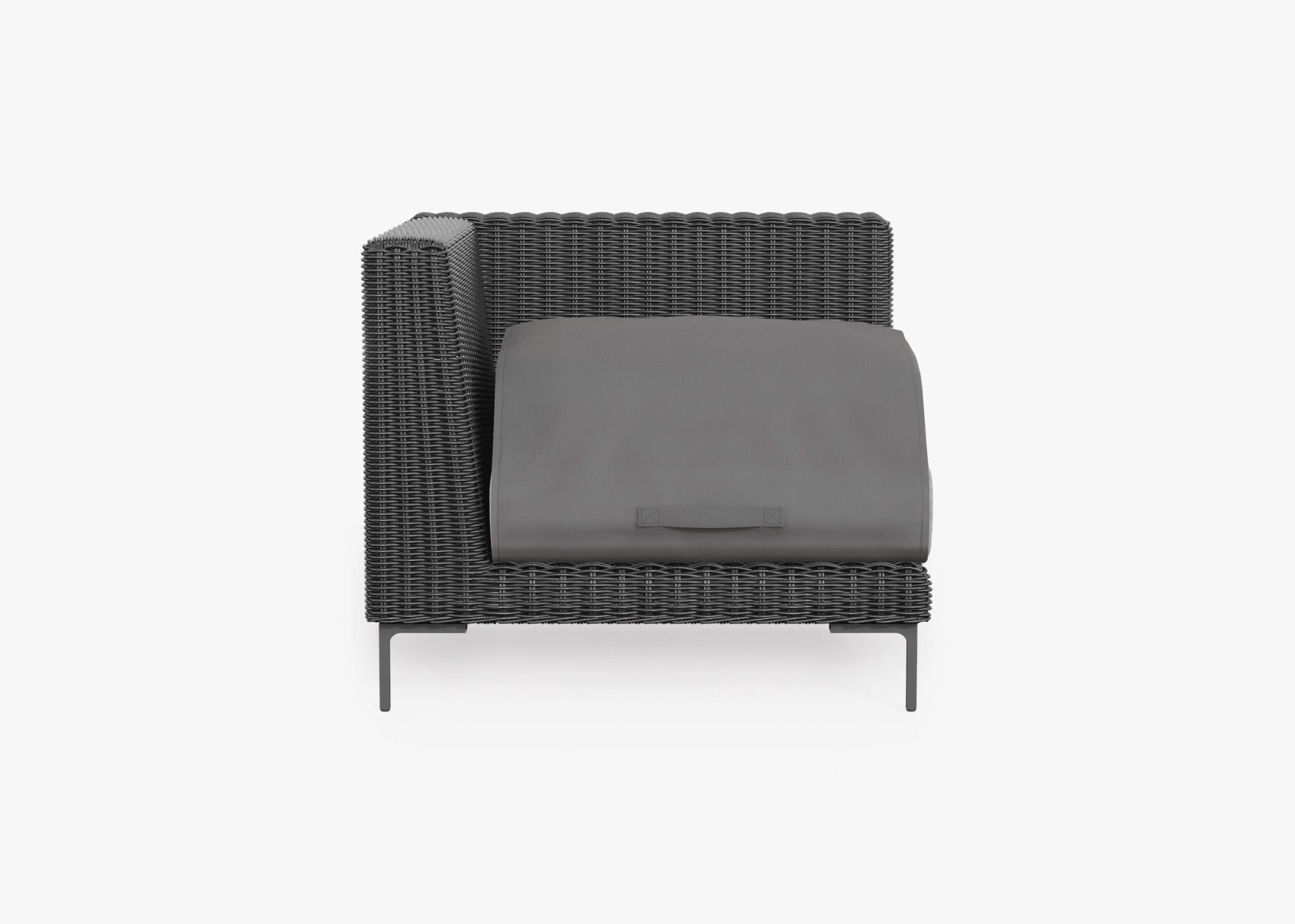 Handwoven Black Wicker Outdoor Corner Chair - Left/Right - Image 3