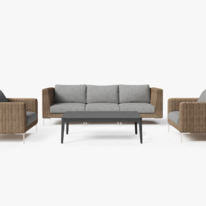 Alternative view of Brown Wicker Sofa + Coffee Table Set