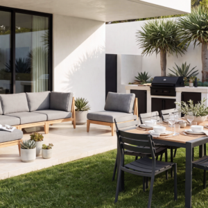 Teak Sofa + Extendable Dining Entertaining Set