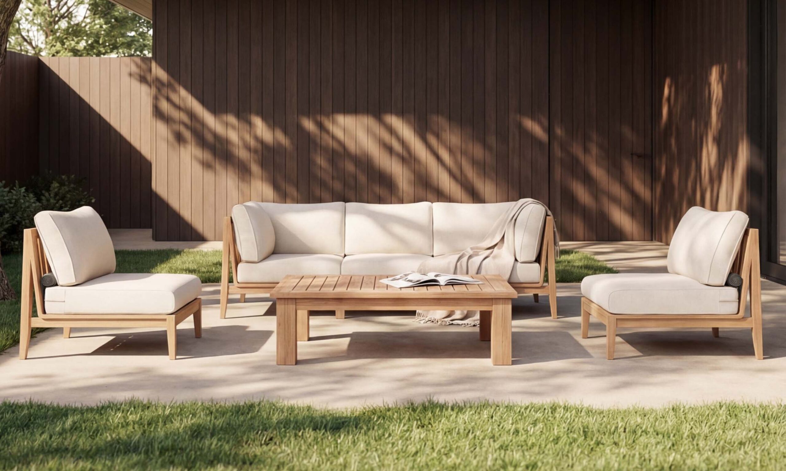 Teak Outdoor Coffee Table - Square Leg - Medium - Image 3
