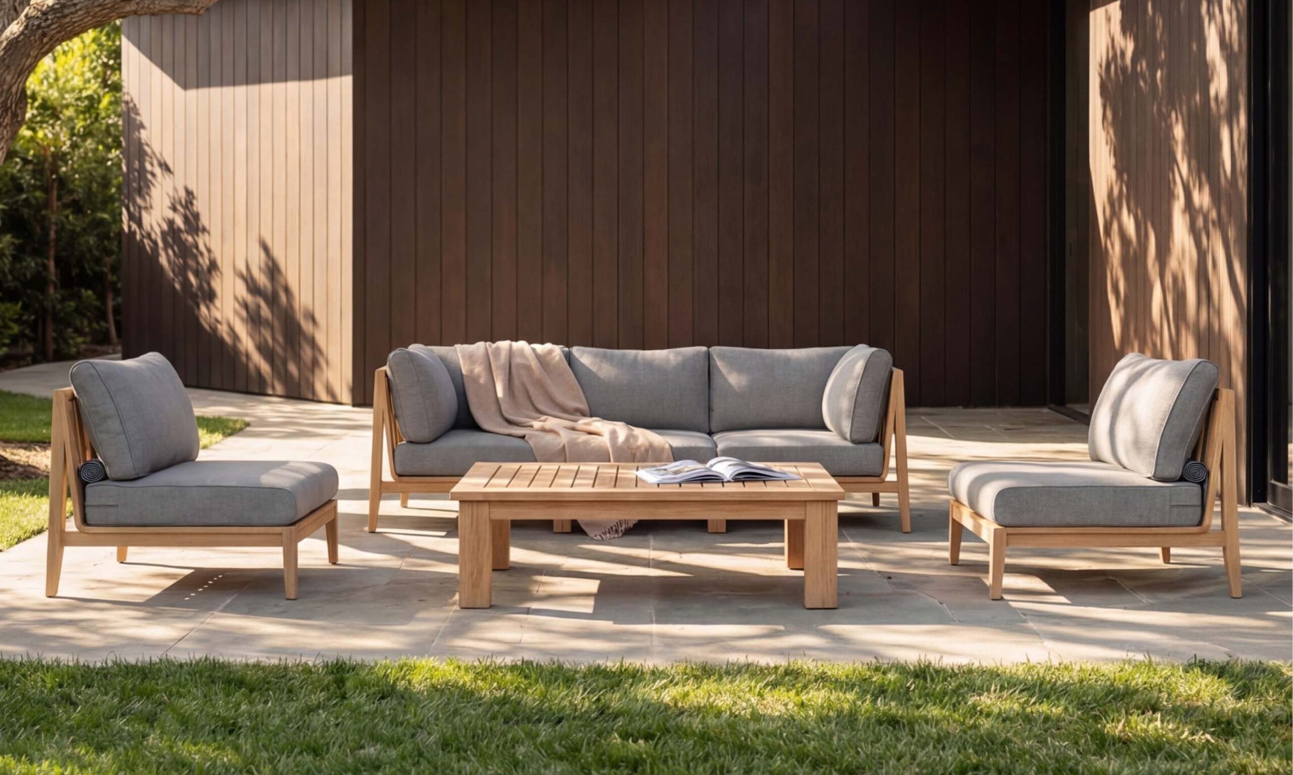 Teak Outdoor Coffee Table - Square Leg - Medium - Image 5