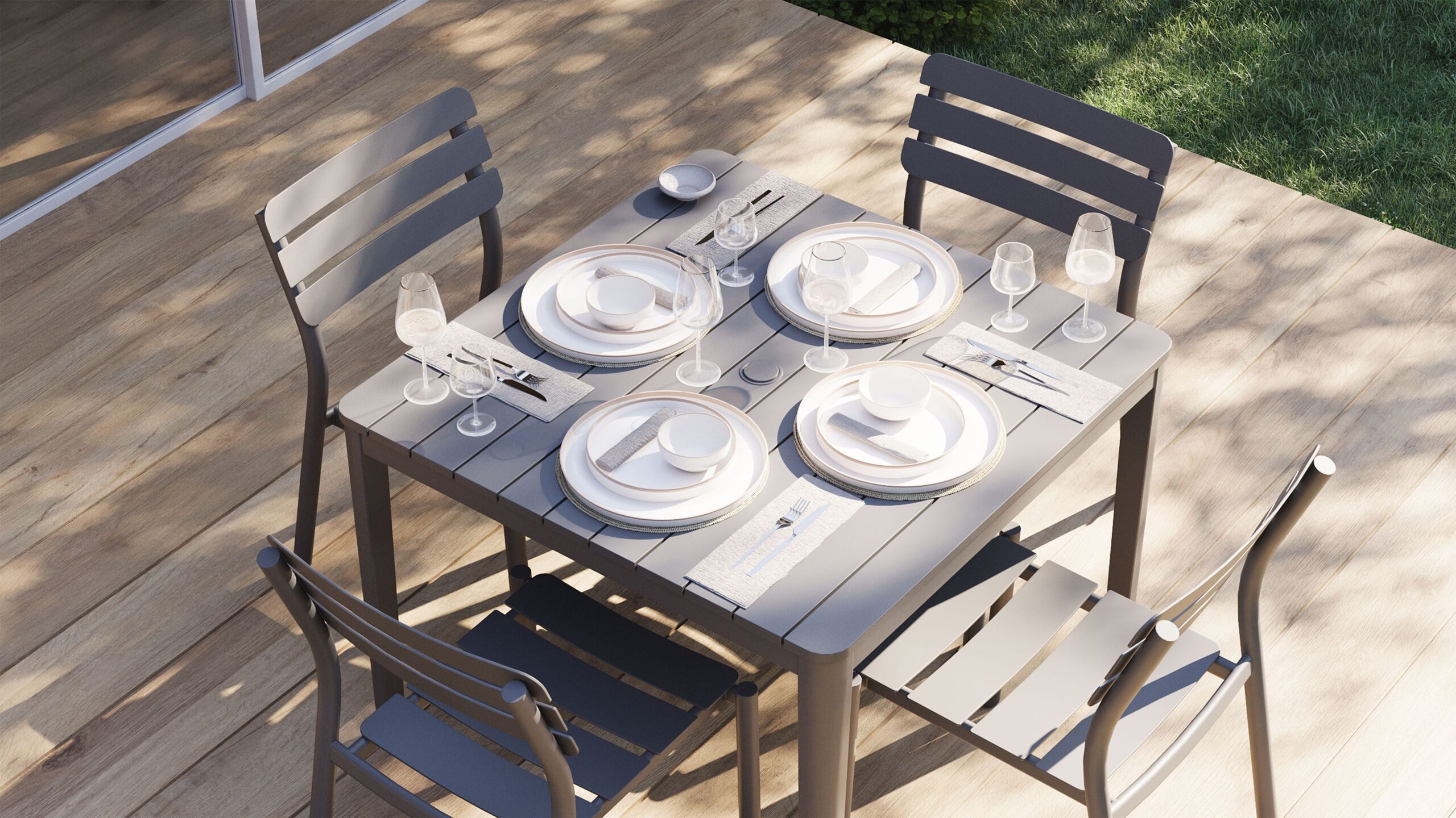 Aluminum Outdoor Square Dining Table