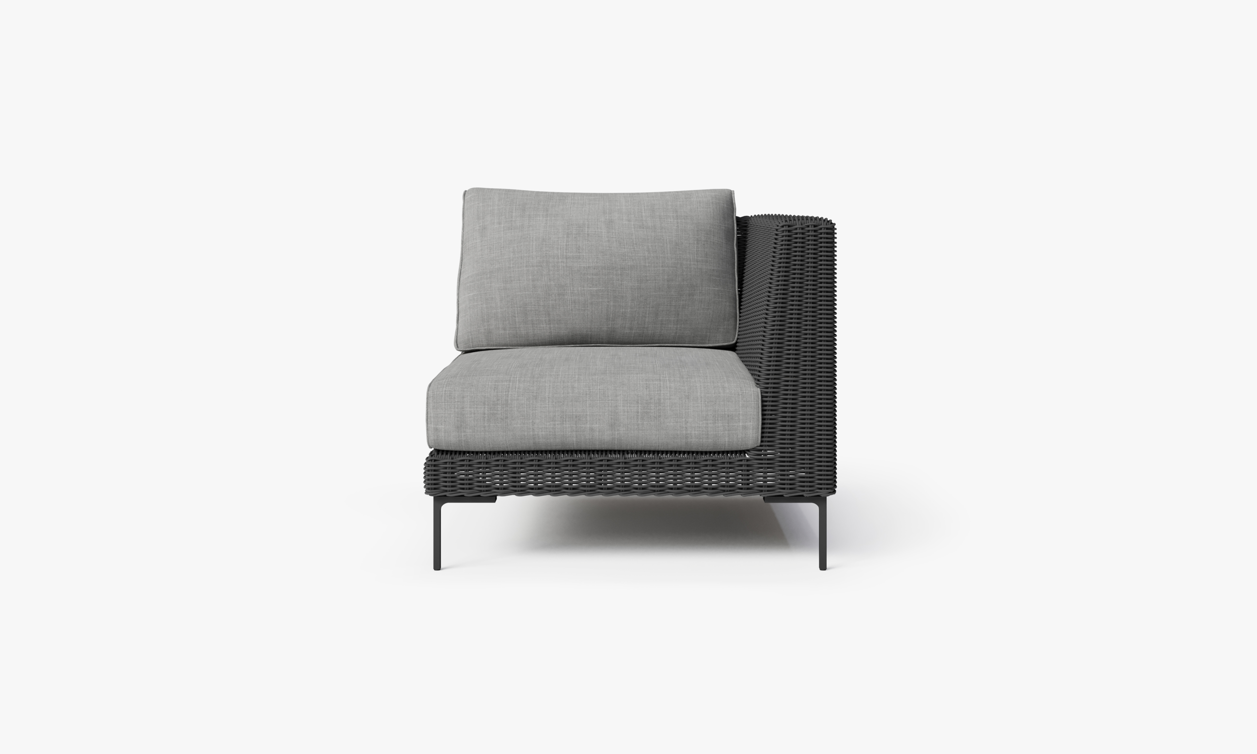 Handwoven Black Wicker Outdoor Corner Chair - Left/Right