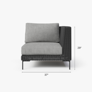 Alternative view of Handwoven Black Wicker Outdoor Corner Chair - Left/Right