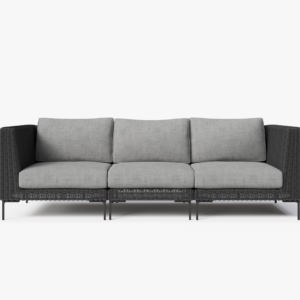 Black Wicker Outdoor Sofa - 3 Seat