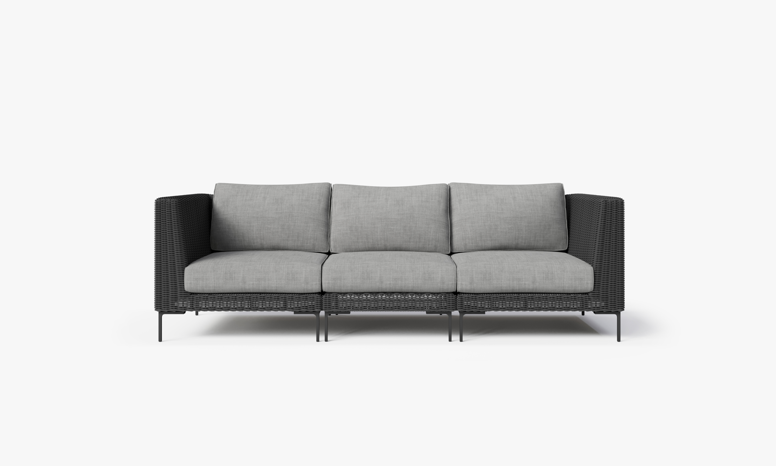 Black Wicker Outdoor Sofa - 3 Seat
