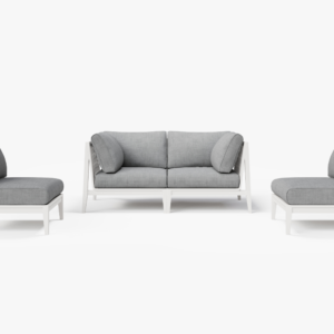 White Aluminum Outdoor Loveseat with Armless Chairs - 4 Seat