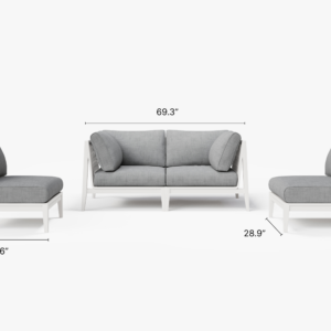 Alternative view of White Aluminum Outdoor Loveseat with Armless Chairs - 4 Seat