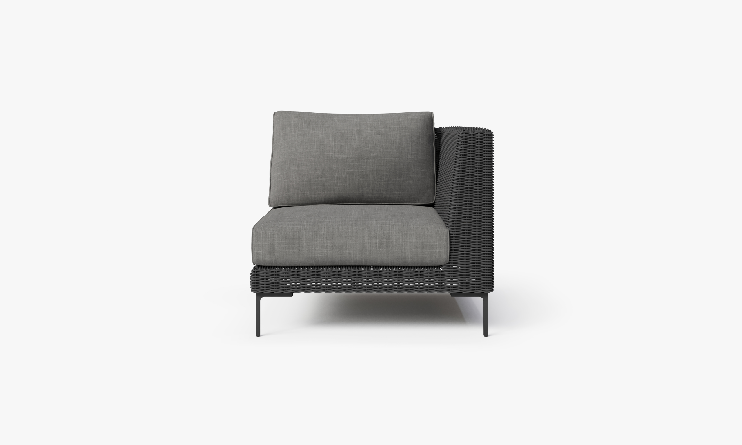 Handwoven Black Wicker Outdoor Corner Chair - Left/Right - Image 4
