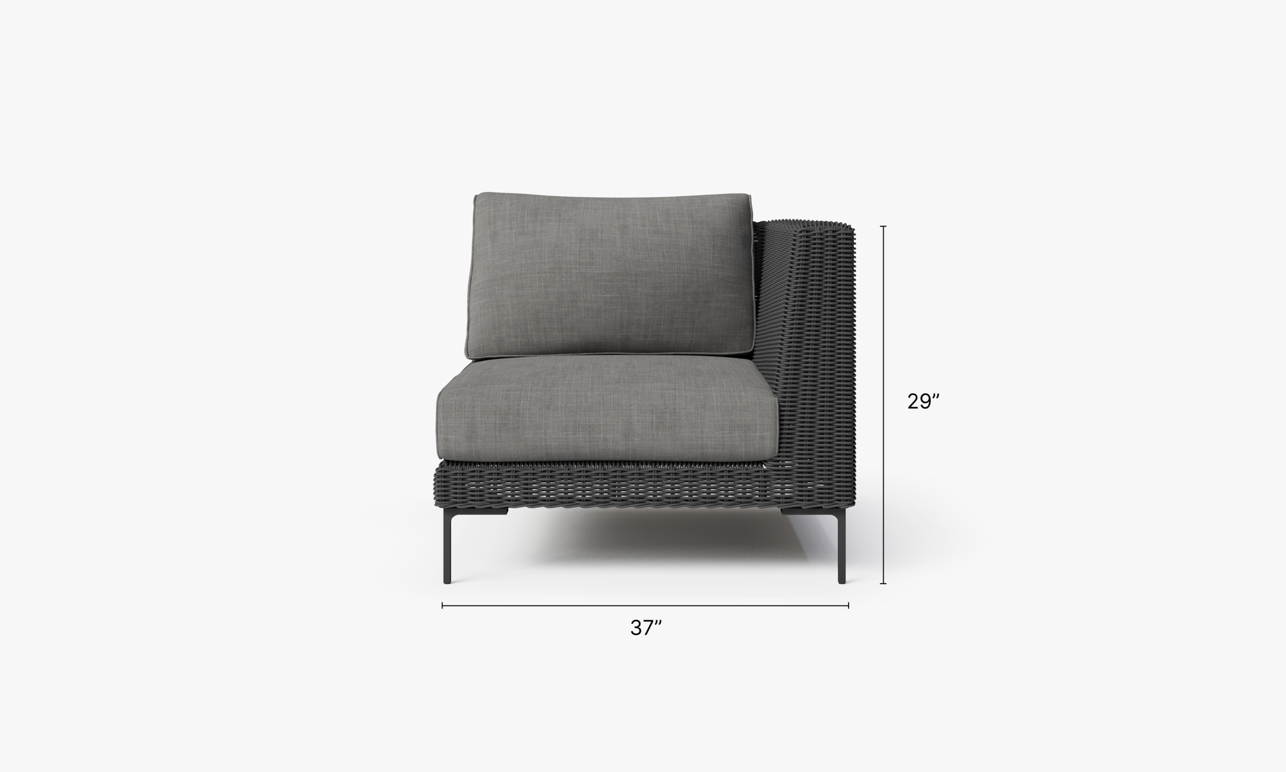 Handwoven Black Wicker Outdoor Corner Chair - Left/Right - Image 5