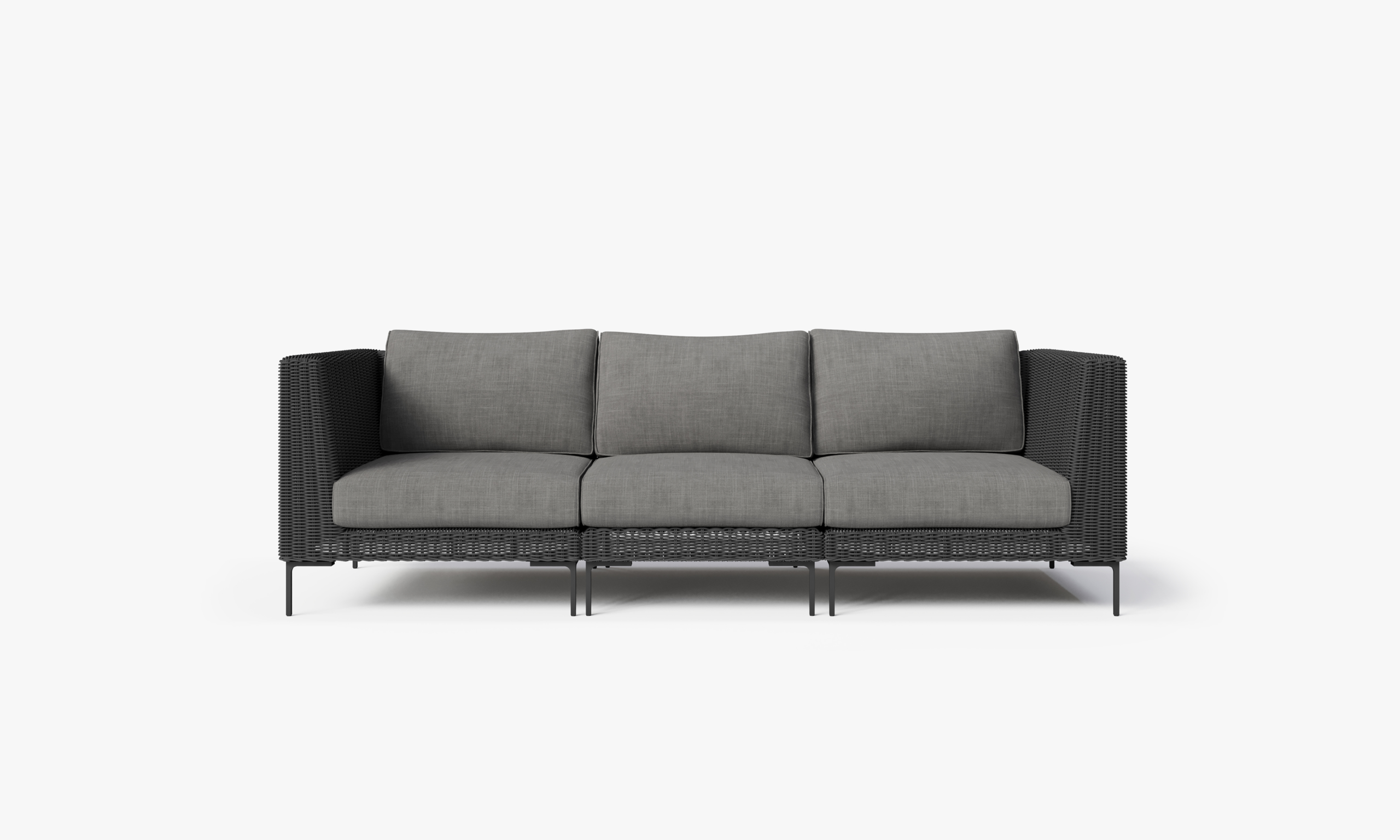Black Wicker Outdoor Sofa - 3 Seat - Image 4