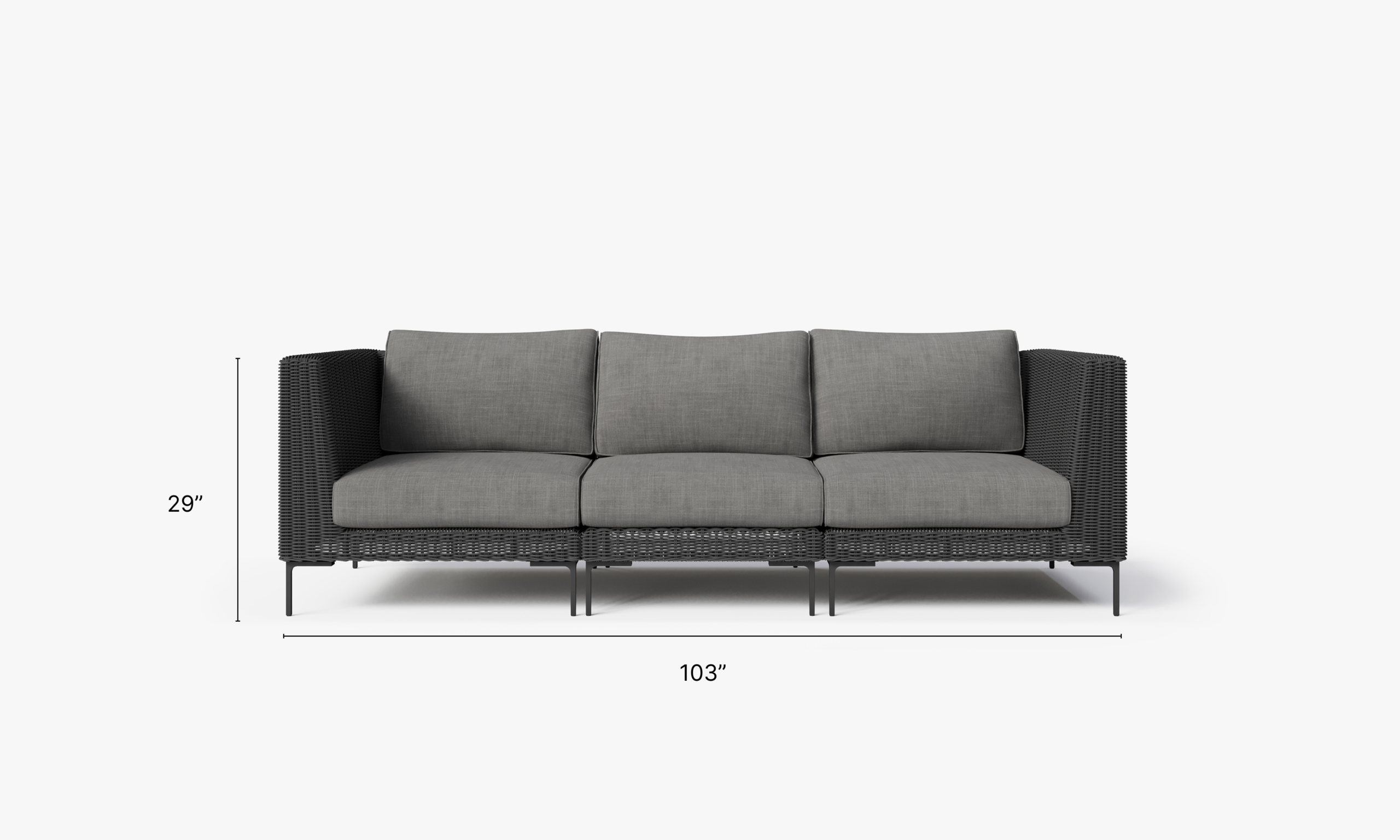 Black Wicker Outdoor Sofa - 3 Seat - Image 5