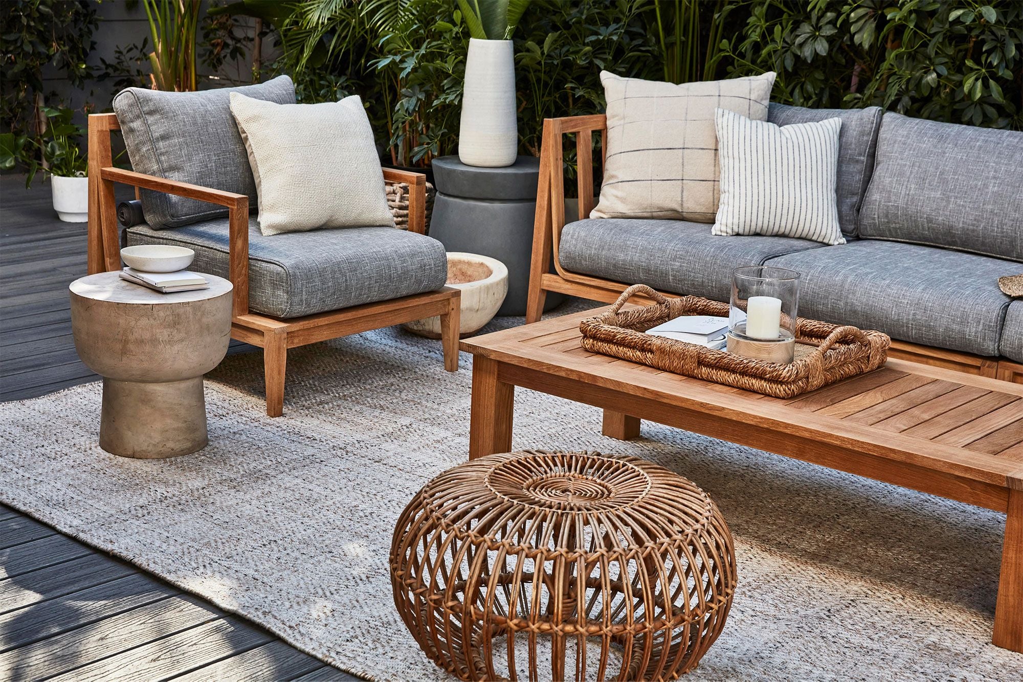 Teak Outdoor Coffee Table - Square Leg - Medium