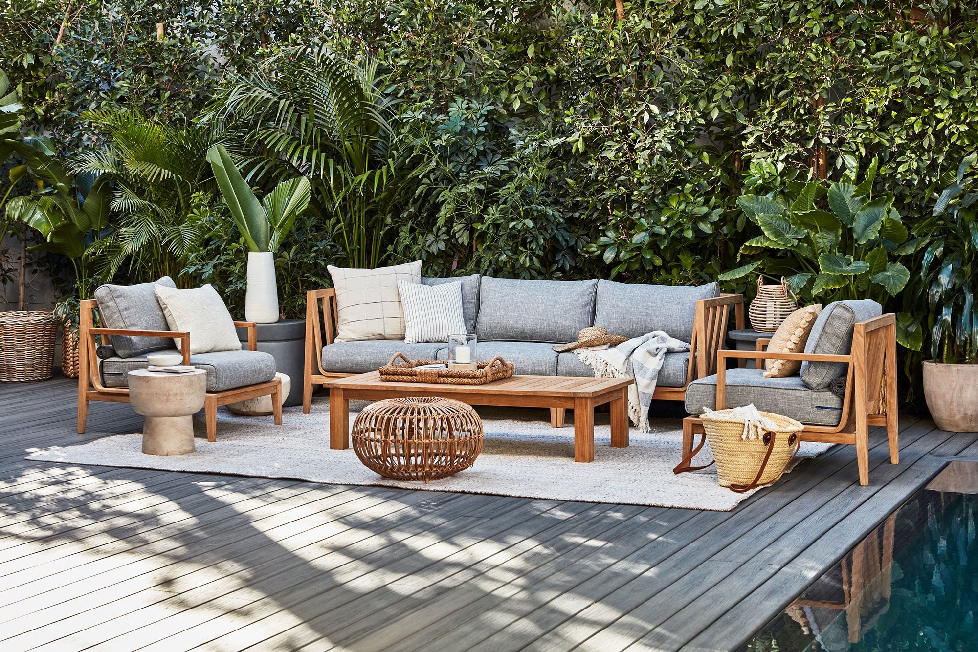 Teak Outdoor Coffee Table - Square Leg - Medium - Image 2
